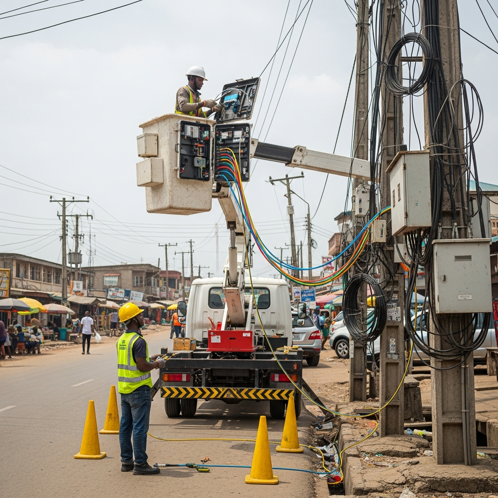 Aerial fiber repair crew